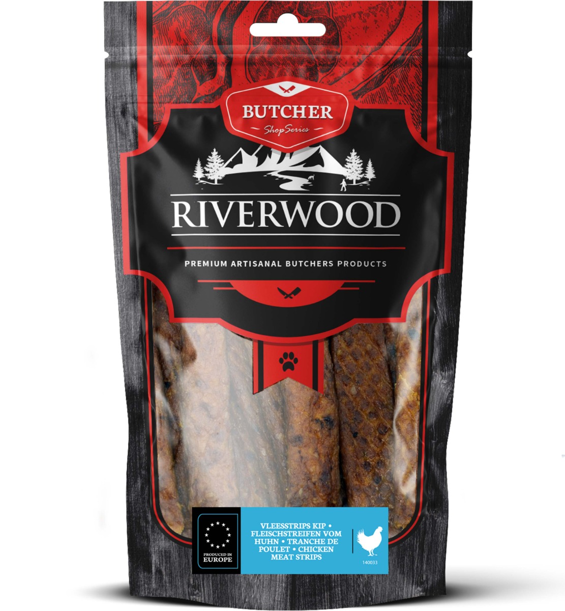 Riverwood hondensnack Butchers vleesstrips Kip 150 gram