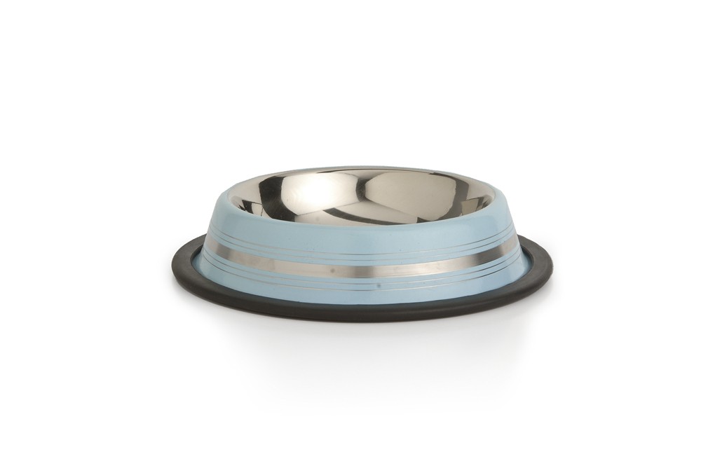 Beeztees Eet- en drinkbakje Stripes Blauw 11 cm