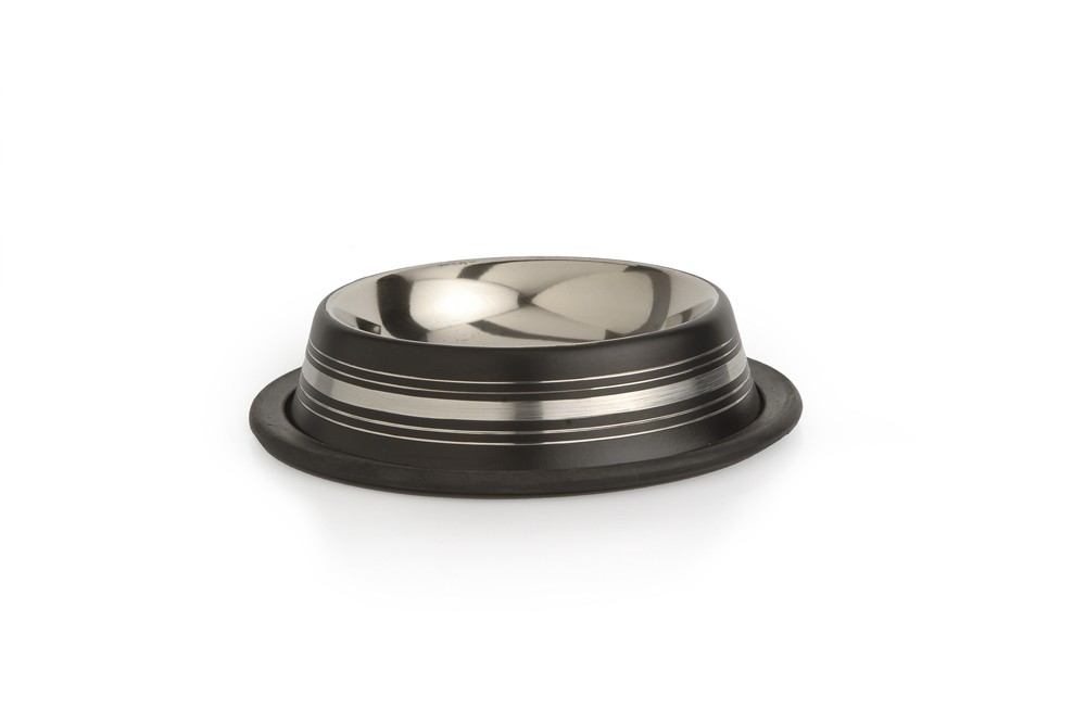 Beeztees Eet- en drinkbakje Stripes Zwart 11 cm