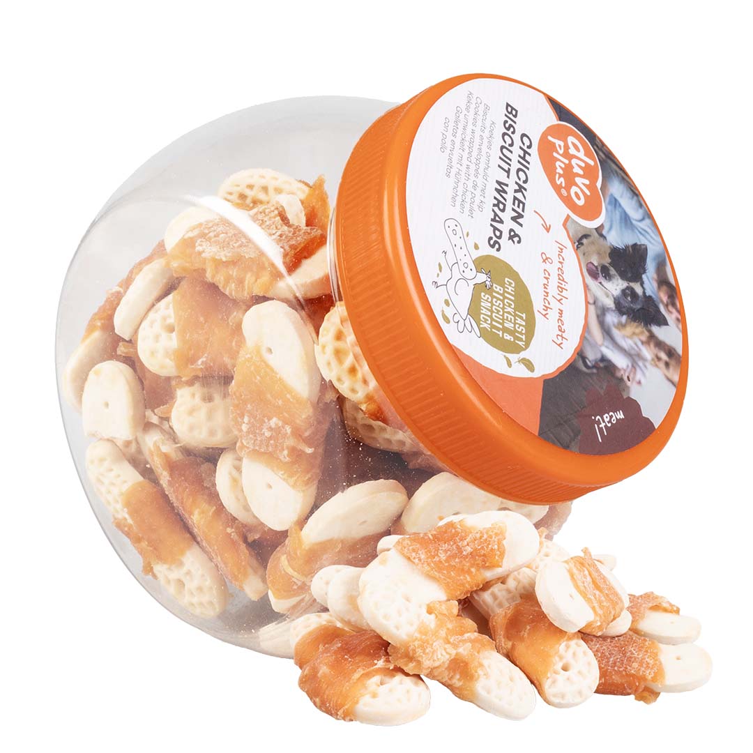 Duvo Meat! Hondensnack Kip- en Biscuit wraps 400 gram