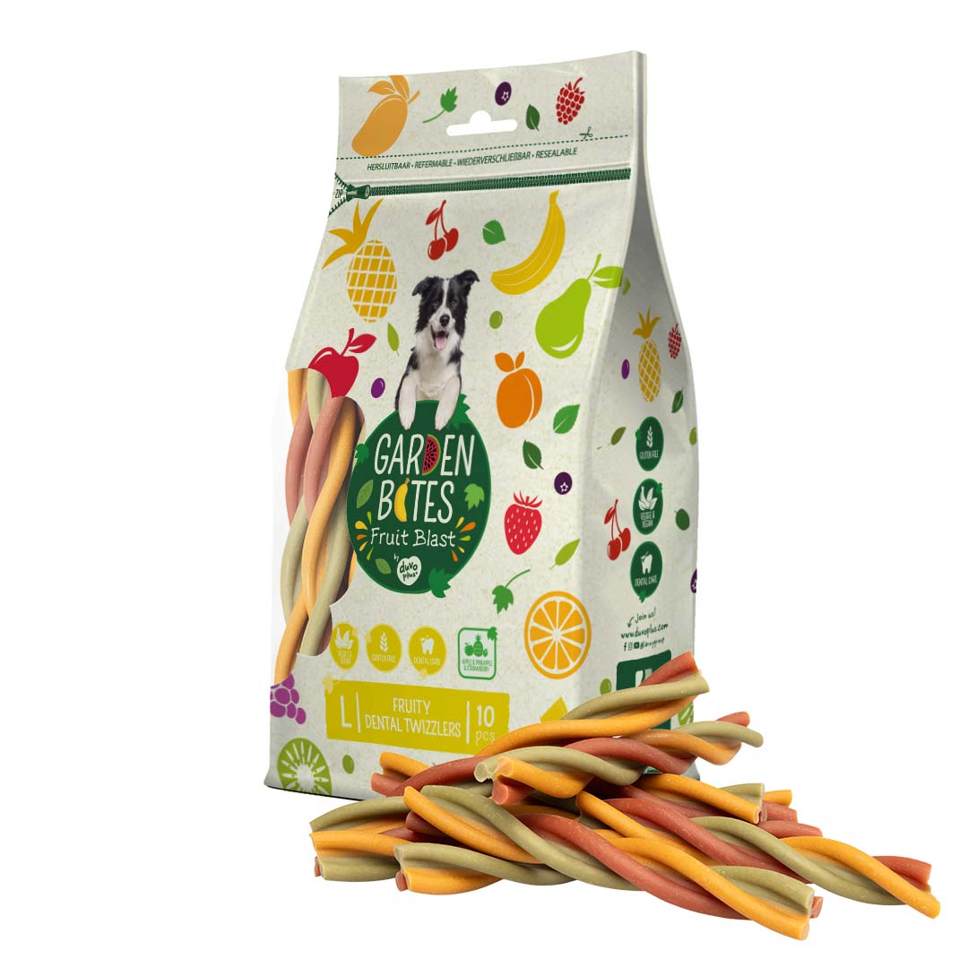 Garden Bites Fruity Dental Twizzlers L 16 cm 10 Stuks 300 gram