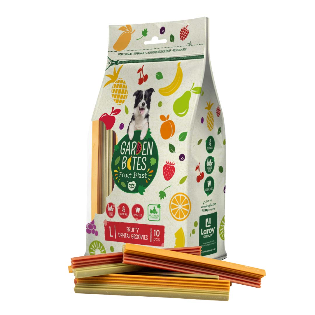 Garden Bites Fruity Dental Groovies L 16 cm 10 Stuks 300 gram