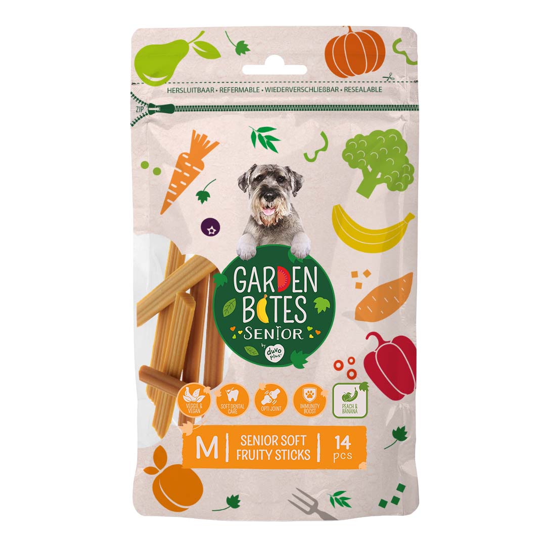 Garden Bites Senior Soft Fruity Sticks M 12 cm 14 stuks