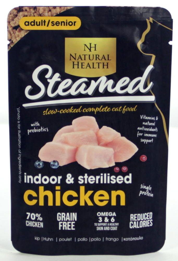 Natural Health Steamed Adult/Senior Indoor Grain Free Chicken Pouch 85 gram