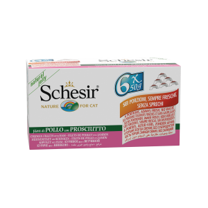 Schesir Kat Blik Gelei Kipfilet & Ham Multipack 6 x 50 gram
