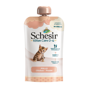 Schesir Kitten Care Pouch Cream Kip 0-6 maanden 150 gram
