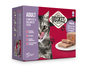 Voskes kattenvoer Paté Adult Iberisch Varken, Kalkoen&Pompoen 8 x 95 gram