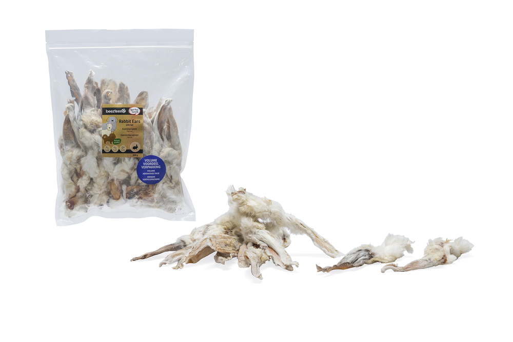 Beeztees Hondensnack Konijnenoren met Haar Voordeelverpakking 300 gram