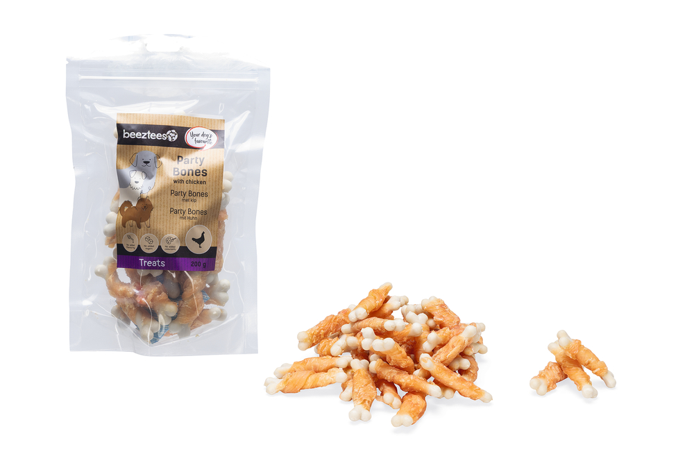Beeztees Hondensnack Party Bones met Kip 200 gram