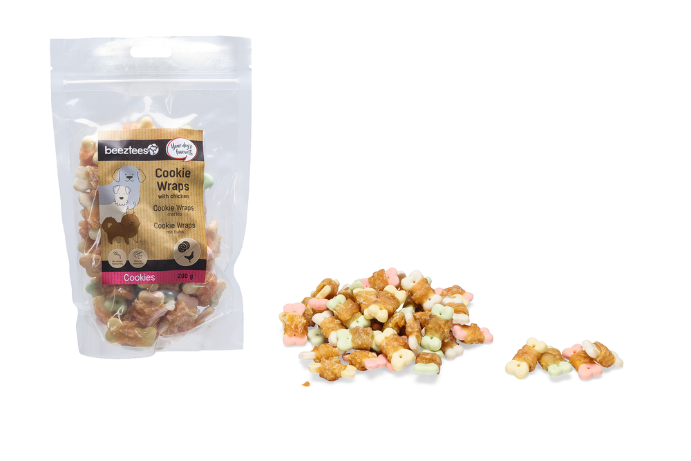Beeztees Hondensnack Cookie Wraps met Kip Maat Small 200 gram