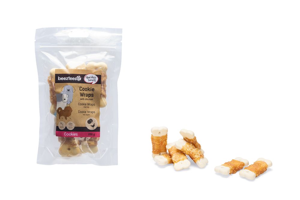 Beeztees Hondensnack Cookie Wraps met Kip Maat Large 200 gram