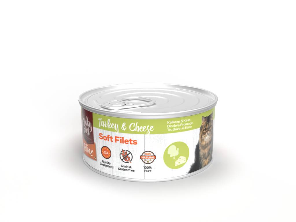 Hobby First Feline natvoer Soft Filets Kalkoen &amp; Kaas 70 gram