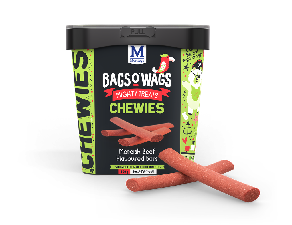 Montego Bags O' Wags hondensnack Chewies Beef Bars Tub 500 gram