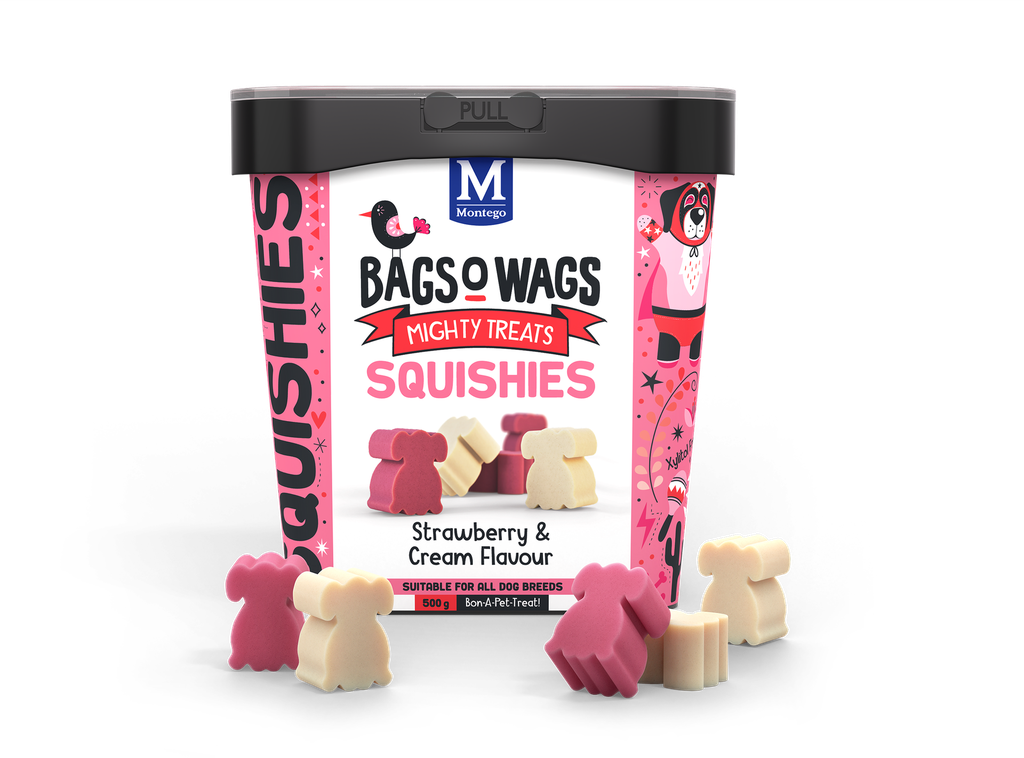 Montego Bags O' Wags Hondensnack Squishies Srawberry & Cream 500 gram