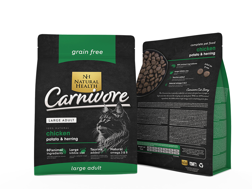 Natural Health graanvrij kattenvoer Adult Carnivore Large Bite 2 kg