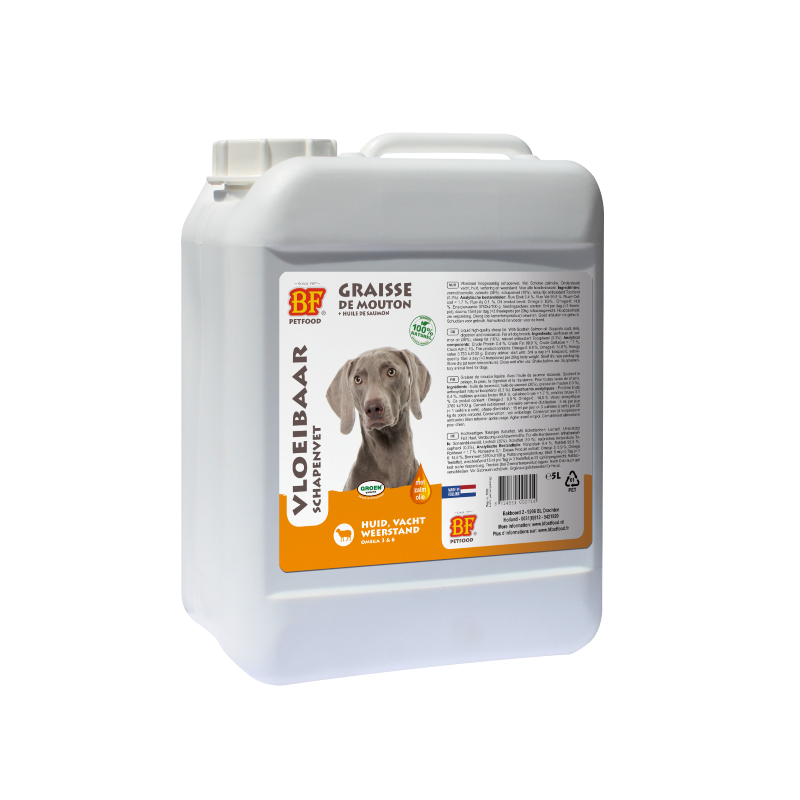 BF Petfood Omega+ Schapenvet met Schotse Zalmolie 5 Liter
